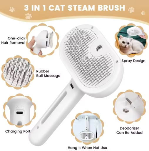 Brosse Vapeur 2-en-1 PetLuxe™ – Éliminez les poils et saletés en 60 secondes